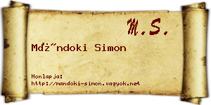 Mándoki Simon névjegykártya